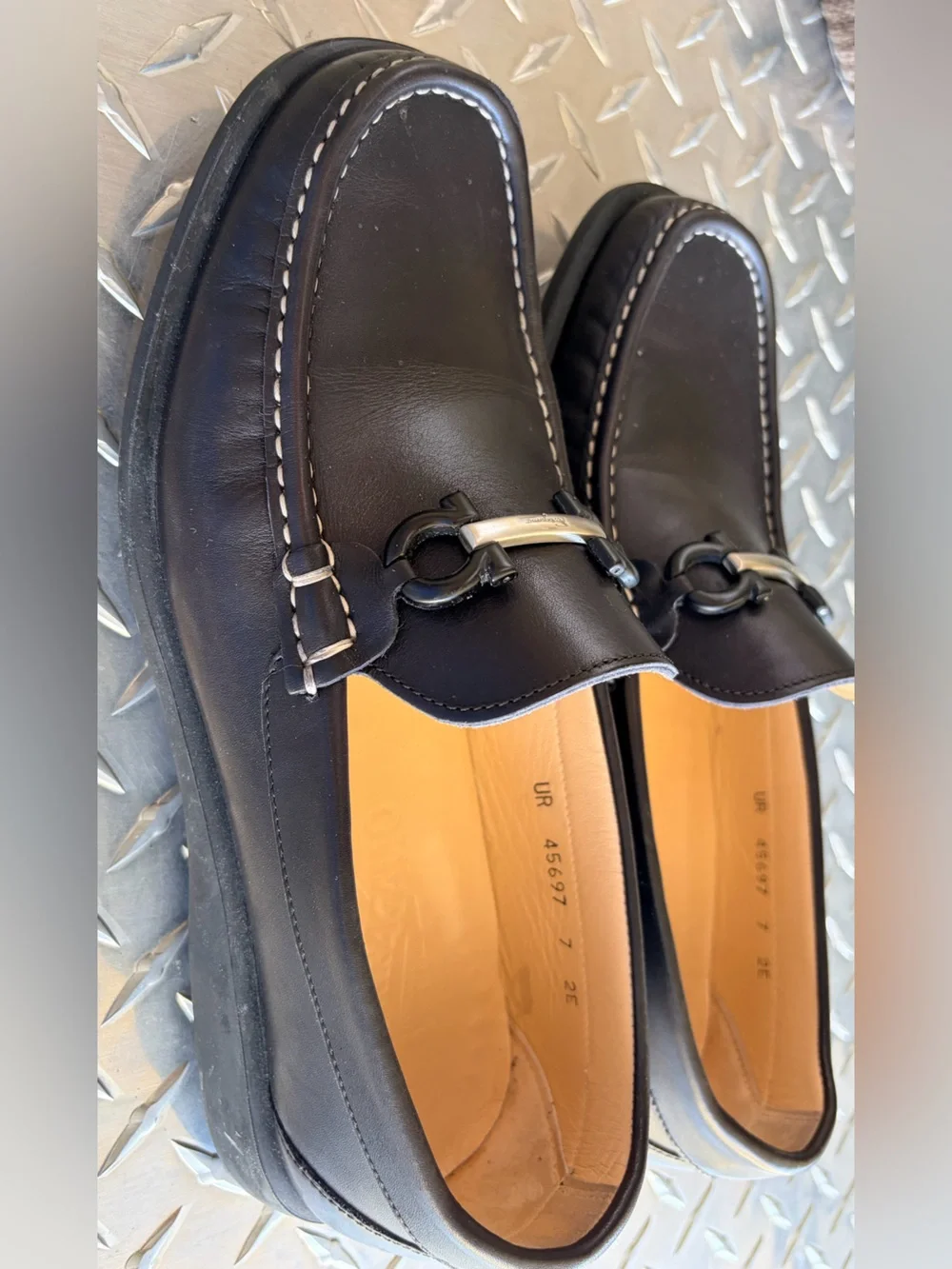 Salvatore Ferragamo Black Leather Horsebit Loafers